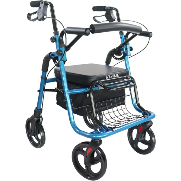 Andador Silla De Ruedas (2 en 1), Andadores con Silla para Personas Mayores Adultos Azul/Negro - Imagen 3