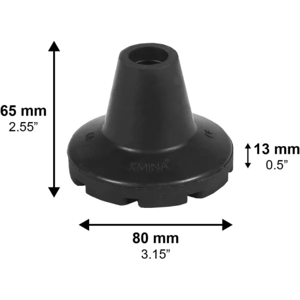 Tacos para Muletas Antideslizantes 19 mm, 18 mm y 17 mm (x2 uds), Conteras de Goma Negros - Imagen 3