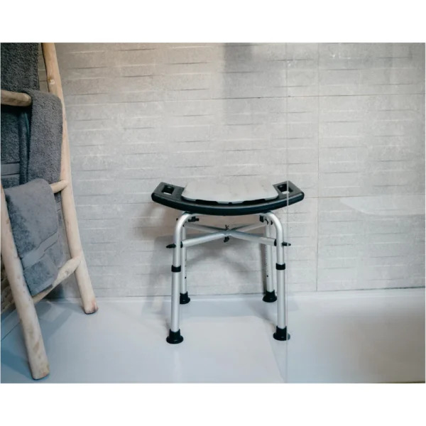 Taburete Ducha Acolchado (150 kg), Banqueta Silla Baño para Mayores Negro - Imagen 2