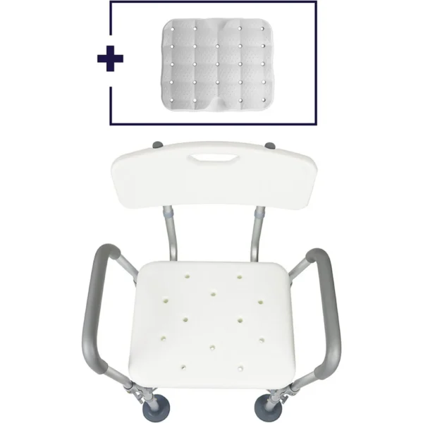 Silla Ducha Acolchado (150 kg), Sillas Baño para Mayores, Asiento Blanco - Imagen 3