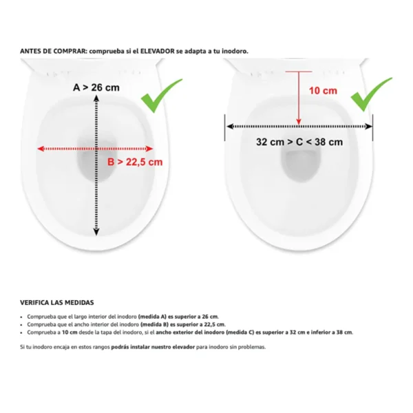 Elevador WC Blando (10 cm) con Estructura Apoyabrazos, Alza Inodoro para Adultos con Barras Baño Minusválidos - Imagen 7