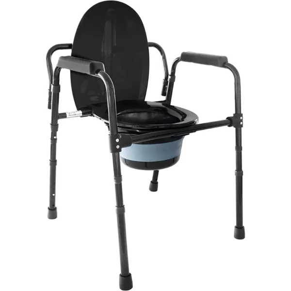 Silla Orinal con Asiento Ajustable (3 en 1), Silla Elevador WC, Silla Ducha para Ancianos Negra