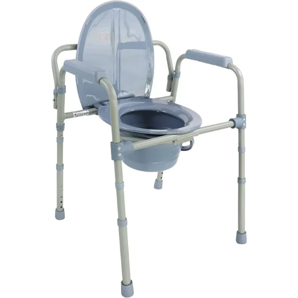 Silla Orinal con Asiento Ajustable (3 en 1), Silla Elevador WC, Silla Ducha para Ancianos Gris