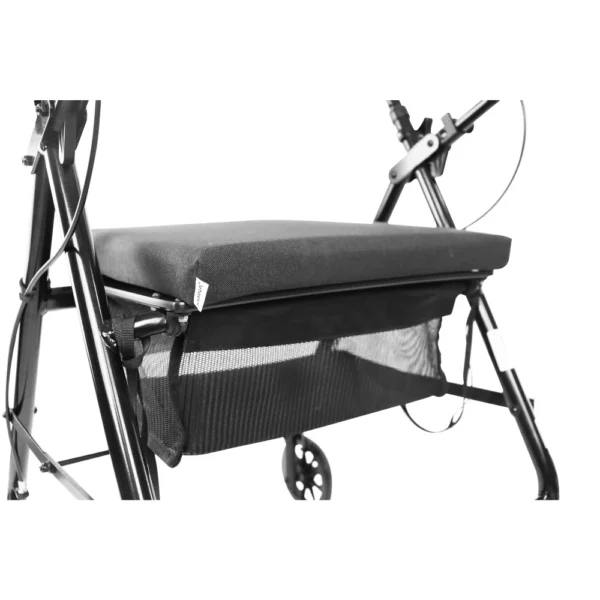 Andadores para Personas Mayores, Andador Adultos con Asiento 4 Ruedas Freno Maneta Negro/Gris Negro - Imagen 8