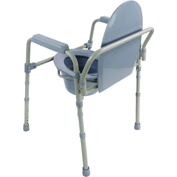 Silla Orinal con Asiento Ajustable (3 en 1), Silla Elevador WC, Silla Ducha para Ancianos Gris - Imagen 3