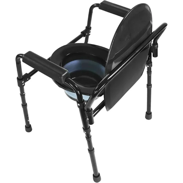 Silla Orinal con Asiento Ajustable (3 en 1), Silla Elevador WC, Silla Ducha para Ancianos Negra - Imagen 3