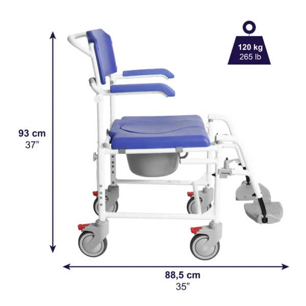 Silla para Ducha con Ruedas Adulto azul - Imagen 4