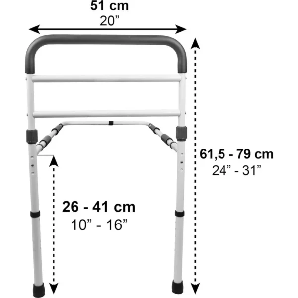 barras para camas ancianos Ajustable en Color Blanco con Doble Barra y Acolchado - Imagen 4