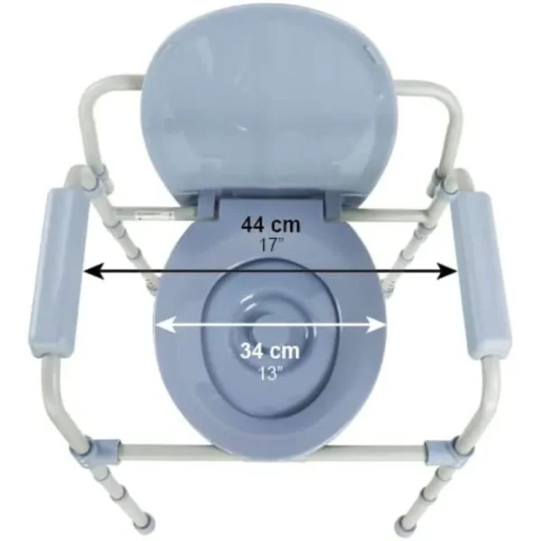 Silla Orinal con Asiento Ajustable (3 en 1), Silla Elevador WC, Silla Ducha para Ancianos Gris - Imagen 4