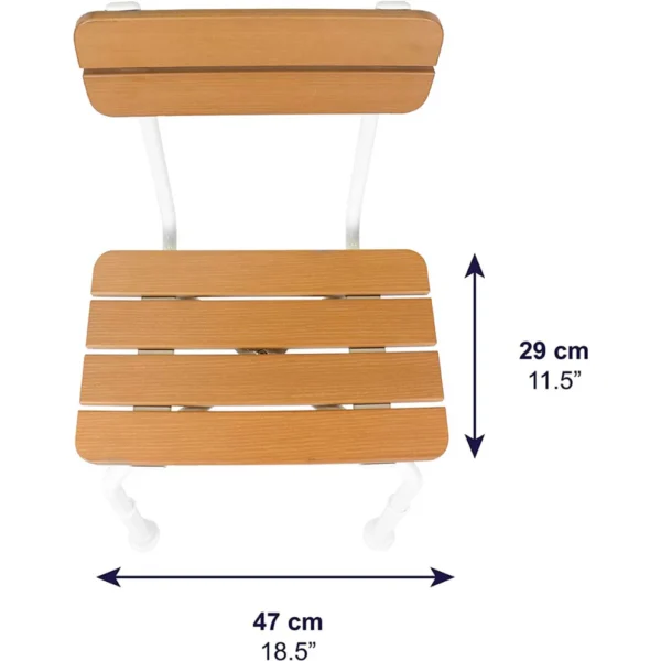 Silla para Ducha (136 kg), Sillas Baño para Mayores, Asiento Efecto Madera - Imagen 4