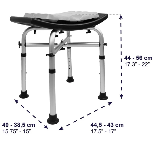 Taburete Ducha Acolchado (150 kg), Banqueta Silla Baño para Mayores Negro - Imagen 3