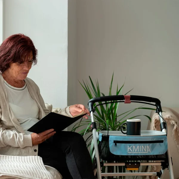 andadores ancianos estrechos Casa y Exterior, Andadores para Personas Mayores Adultos con Bandeja Negro/Azul - Imagen 6