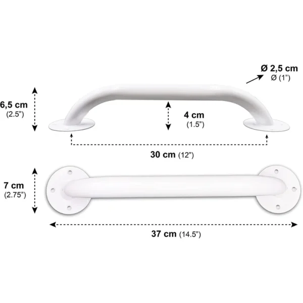 Asidero Baño 30 cm (x2 uds), Asa de Seguridad para Baño, Barra Baño Minusválido - Imagen 3