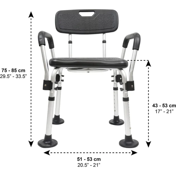 Silla de Ducha con Respaldo y Reposabrazos Ajustables outlet - Imagen 4