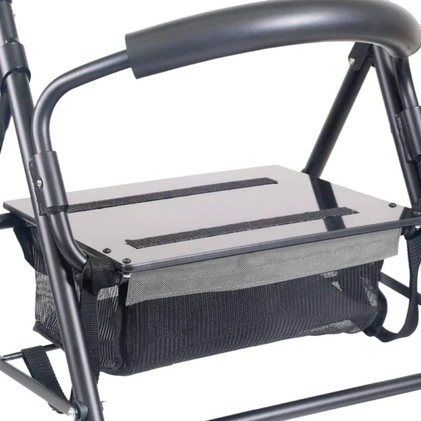 Andadores para Personas Mayores, Andador Adultos con Asiento 4 Ruedas Freno Presión Gris Negro/Negro - Imagen 3