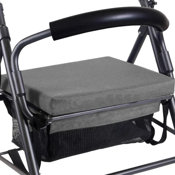 Andadores para Personas Mayores, Andador Adultos con Asiento 4 Ruedas Freno Presión Gris Negro/Negro - Imagen 6