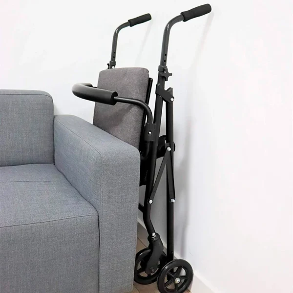 Andadores para Personas Mayores, Andador Adultos con Asiento 4 Ruedas Freno Presión Gris Negro/Negro - Imagen 7