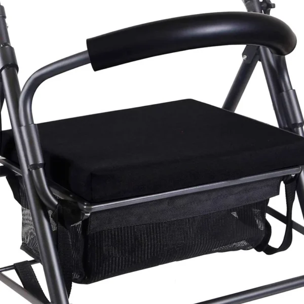 Andadores para Personas Mayores, Andador Adultos con Asiento 4 Ruedas Freno Presión Gris Negro/Negro - Imagen 10