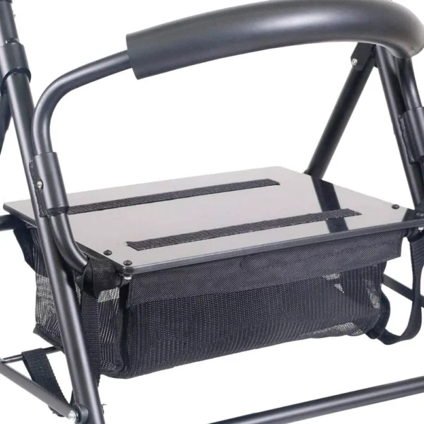 Andadores para Personas Mayores, Andador Adultos con Asiento 4 Ruedas Freno Presión Gris Negro/Negro - Imagen 11