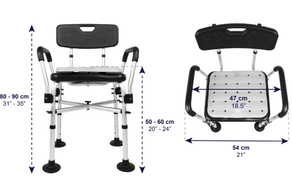 Silla Ducha Acolchado (150 kg), Sillas Baño para Mayores, Asiento Negro - Imagen 8