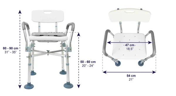 Silla Ducha Acolchado (150 kg), Sillas Baño para Mayores, Asiento Blanco - Imagen 7