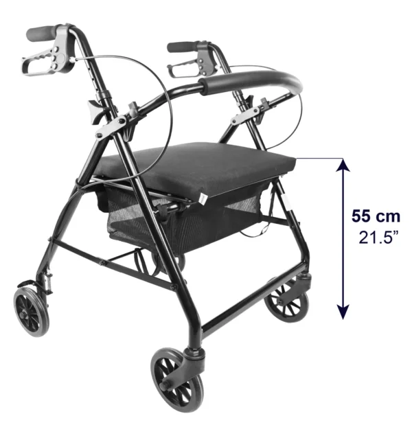 Andadores para Personas Mayores, Andador Adultos con Asiento 4 Ruedas Freno Maneta Negro/Gris Negro - Imagen 15