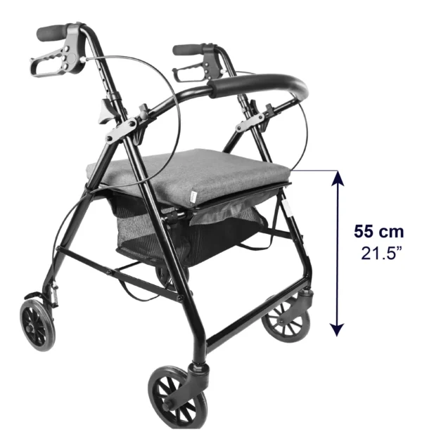 Andadores para Personas Mayores, Andador Adultos con Asiento 4 Ruedas Freno Maneta Negro/Gris Negro - Imagen 17