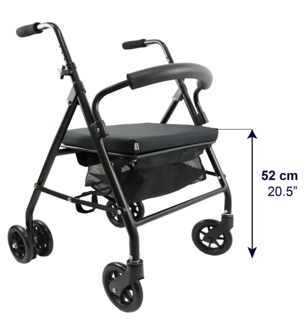 Andadores para Personas Mayores, Andador Adultos con Asiento 4 Ruedas Freno Presión Gris Negro/Negro - Imagen 15