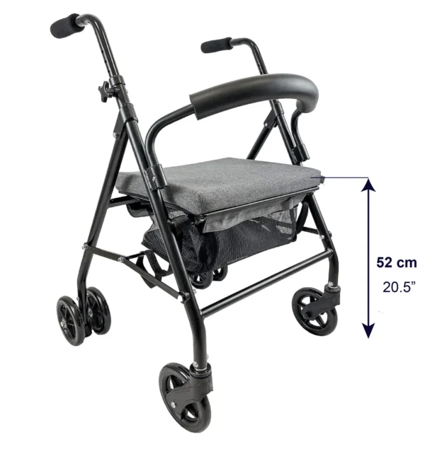 Andadores para Personas Mayores, Andador Adultos con Asiento 4 Ruedas Freno Presión Gris Negro/Negro - Imagen 16