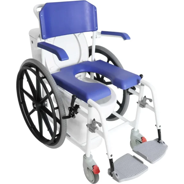 Silla de Ducha Autopropulsable , Silla de Ruedas para Ducha Autopropulsable con Inodoro Azul - Imagen 7