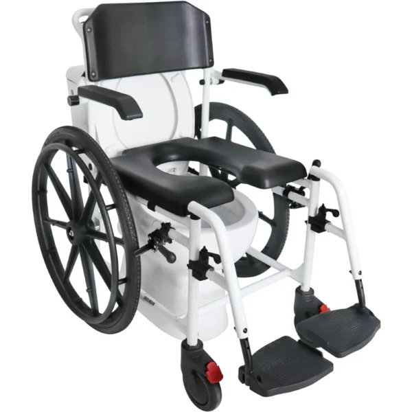 Silla de Ducha Autopropulsable , Silla de Ruedas para Ducha Autopropulsable con Inodoro Negra - Imagen 7