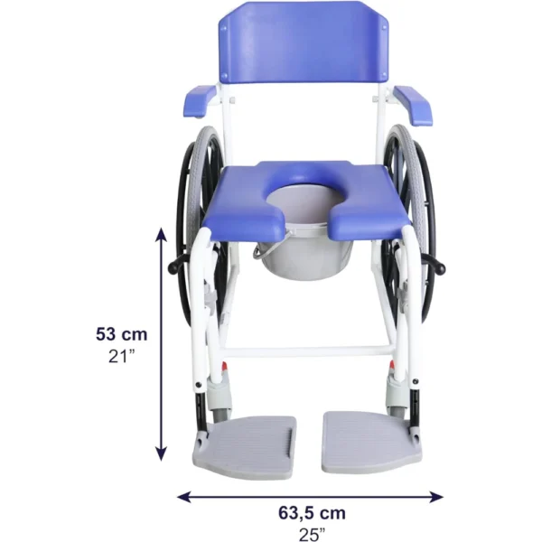 Silla de Ducha Autopropulsable , Silla de Ruedas para Ducha Autopropulsable con Inodoro Azul - Imagen 2