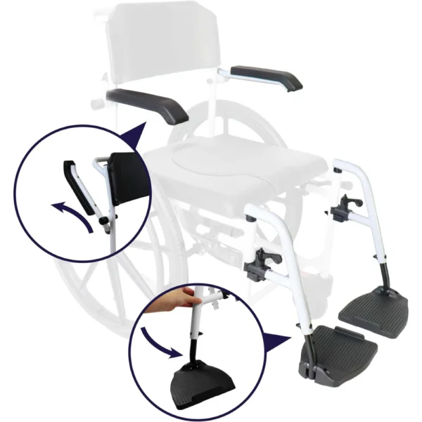 Silla de Ducha Autopropulsable , Silla de Ruedas para Ducha Autopropulsable con Inodoro Negra - Imagen 8