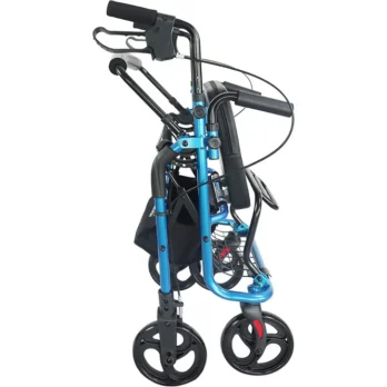 andador azul con ruedas dobles asiento ergonomico y manillar regulable