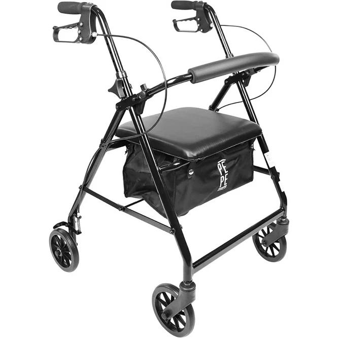 andador de aluminio con bolsa y respaldo modelo plegable