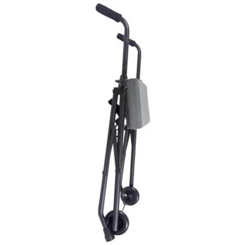 andador plegable gris visto de perfil vertical