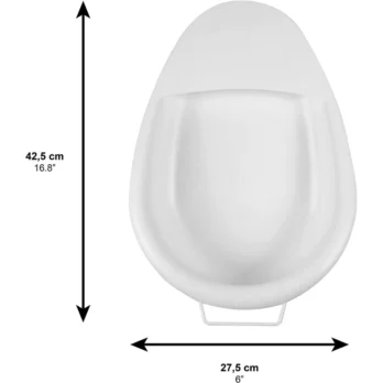 bacin medico blanco con dimensiones ilustradas