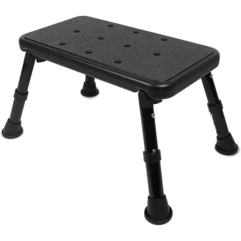 banco de ducha antideslizante negro ajustable en altura