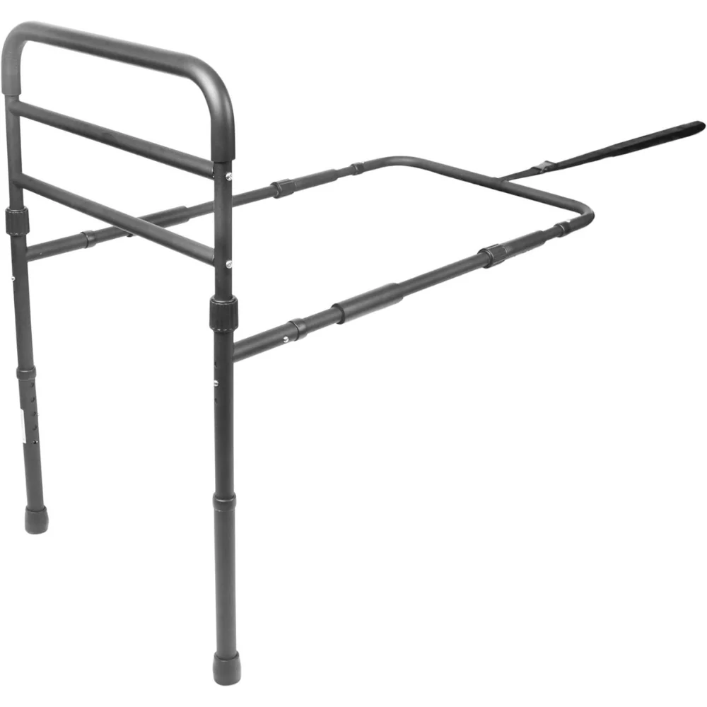 barandilla de cama robusta estructura metalica negra doble curva