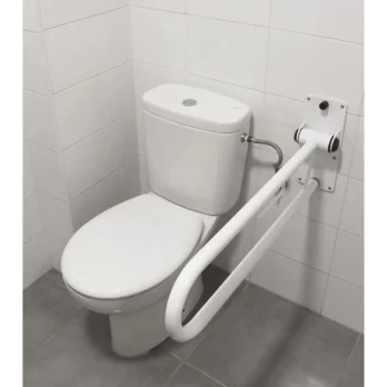 barra abatible con patas junto a inodoro apoyo para levantarse