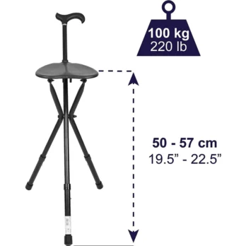 baston con asiento altura ajustable y carga maxima