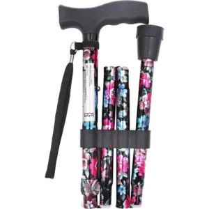 baston de diseno floral colorido plegable y ajustable para mayores