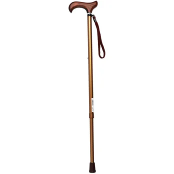 baston extensible de madera con correa y empunadura curvada