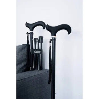 baston ortopedico negro plegable con empunadura acolchada