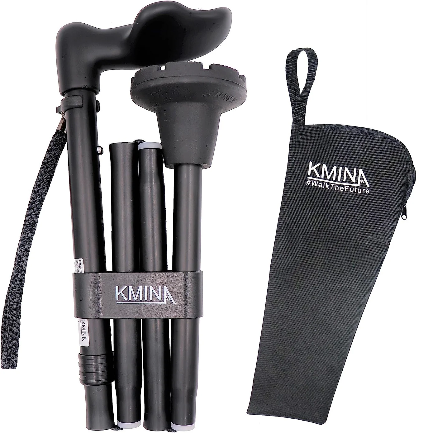 baston ortopedico plegable con funda para mano derecha