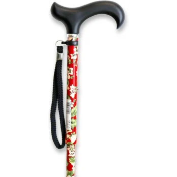 baston plegable con diseno floral rojo ligero y resistente