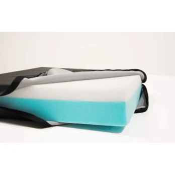 cojin ortopedico azul con espuma de memoria y funda protectora