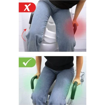 comparacion entre postura incorrecta y correcta al usar elevador sanitario