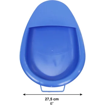 cuna urinaria anatomica azul con medidas ilustradas
