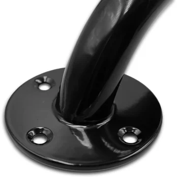 detalle de fijacion de barra de apoyo negra bano o pasillos